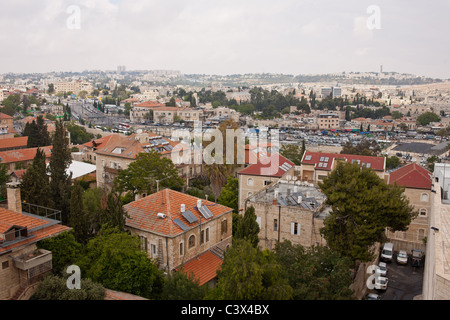 Jerusalem Stadtbild vom Dach des Notre Dam Hotel. Stockfoto