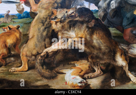 Detail: Wolf und Fuchsjagd, ca. 1615 – 21, von Rubens und Werkstatt Stockfoto