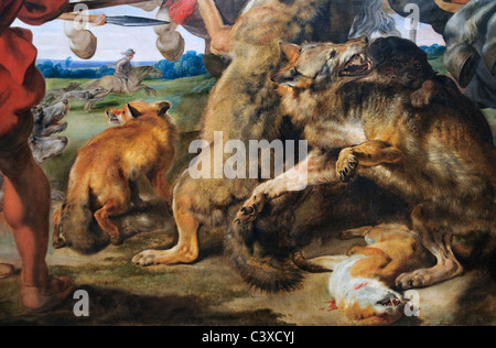 Detail: Wolf und Fuchsjagd, ca. 1615 – 21, von Rubens und Werkstatt Stockfoto