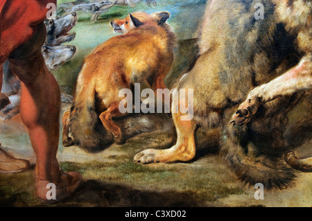 Detail: Wolf und Fuchsjagd, ca. 1615 – 21, von Rubens und Werkstatt Stockfoto