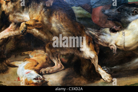 Detail: Wolf und Fuchsjagd, ca. 1615 – 21, von Rubens und Werkstatt Stockfoto