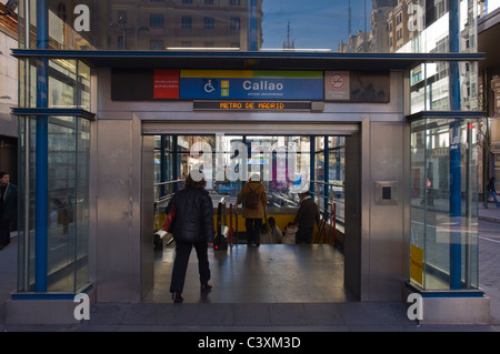 Calloa u-Bahnstation außen Plaza Callao Platz Madrid Spanien Europa Stockfoto