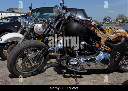 Schwarz und Chrom Harley - Davidson Motorrad Stockfoto