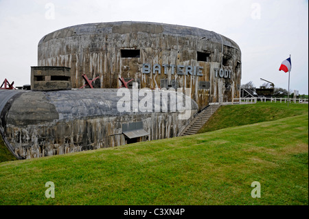 Die Audinghen Blockhaus, Batterie Todt; Cap Gris Nez; Pas-de-Calais; Nord-Pas-De-Calais, Frankreich, Atlantik-Wall, WW II, Militärmuseum Stockfoto