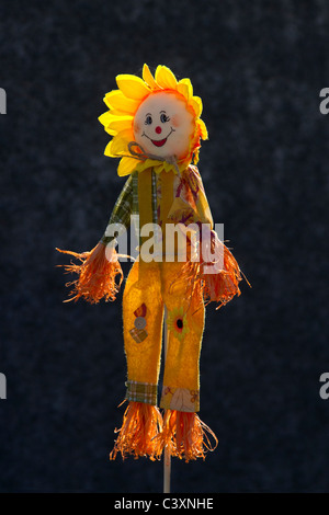 Sonnenblume Vogelscheuche Puppe am Wray jährliche Vogelscheuche und Dorffest, Lancaster, Lancashire, Großbritannien Stockfoto