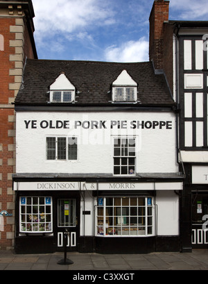 Dickinson und Morris ' Ye Olde Shoppe Pork Pie "Melton Mowbray, Leicestershire, England, UK Stockfoto