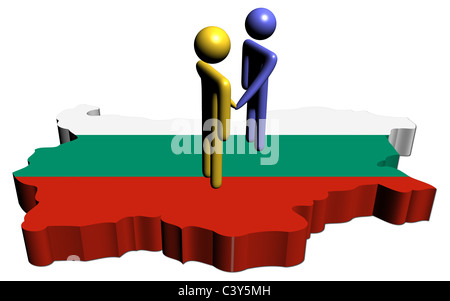 Menschen Händeschütteln mit Bulgarien Karte Flagge illustration Stockfoto