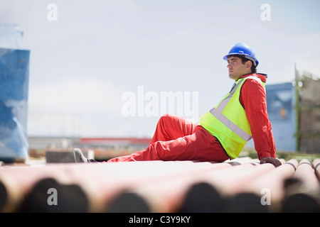 Bauarbeiter erholend Stockfoto