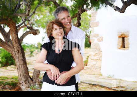 Älteres paar Lächeln und Spaß haben. Stockfoto