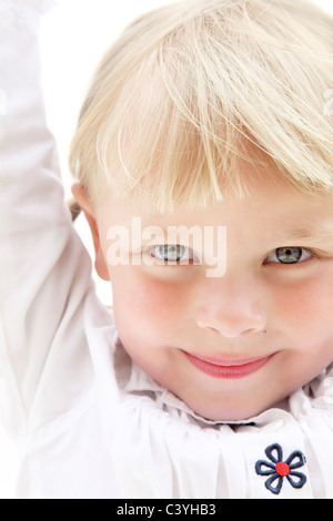 Niedliche kleine Mädchen. Isoliert auf weiss. Stockfoto