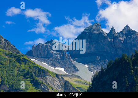 Tschingelhorner-Martinsloch, Schweiz, Kanton Glarus, UNESCO, Tectonic Arena Sardona, Berg Loch, Erosion, Berge, cl Stockfoto