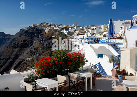 Europa, Griechenland, griechische Inseln, Santorini, Thira Cycladic group, Fira, Architektur, weiß, lackiert, Stuck, Häuser, Ansicht, Ländereien Stockfoto