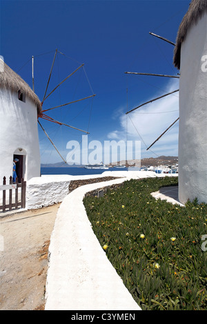 Europa, Griechenland, griechische Inseln, Mykonos, Ägäis mediterran, Kykladen Chora, weiß, lackiert, Stuck, Häuser, Architektur, Aussicht, Stockfoto