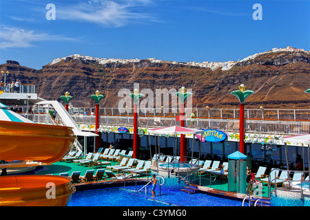 Europa, Griechenland, griechische Inseln, Santorini, Thira Cycladic group, Fira, Architektur, weiß, lackiert, Stuck, Häuser, Ansicht, Ländereien Stockfoto