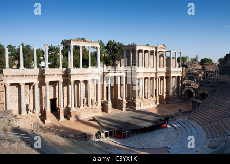 Spanien, Europa, Merida, UNESCO Weltkulturerbe, römisch, Theater, Amphitheater, Bühne Stockfoto