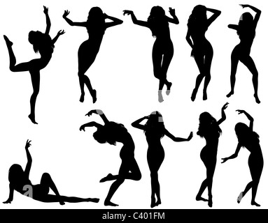 Großen sammeln Silhouetten tanzende Frauen, Vektor-Illustration, Element für design Stockfoto