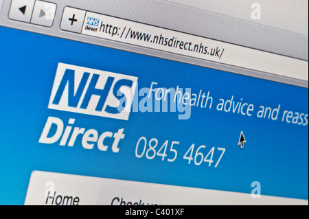Nahaufnahme des NHS Direct Logos, wie auf ihrer Website zu sehen. (Nur zur redaktionellen Verwendung: print, TV, e-Book und redaktionelle Webseite). Stockfoto