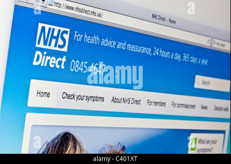 Nahaufnahme des NHS Direct Logos, wie auf ihrer Website zu sehen. (Nur zur redaktionellen Verwendung: print, TV, e-Book und redaktionelle Webseite). Stockfoto