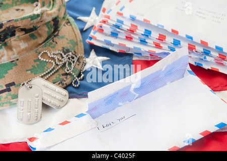 Liebesbriefe an eingesetzten Soldaten Stockfoto