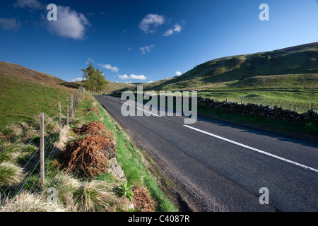 Am Straßenrand der A823 in der frühen Abend in Richtung Castlehill Reservoir, Glendevon, Perthshire, Schottland Stockfoto