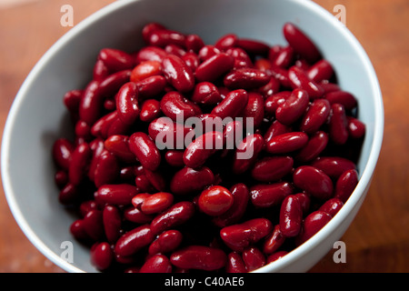 Kidney-Bohnen in einer blauen Schüssel Stockfoto