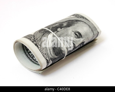 Roll der 100-Dollar-Banknoten Stockfoto