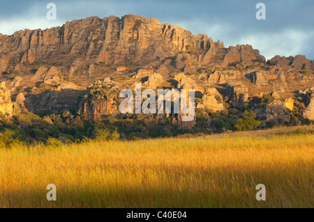 Madagaskar Andringitra Parc national NP am frühen Morgen Sonne breit Land Landschaft Madagaskar Afrika Afrika Berg-Plateau Pic boby Stockfoto