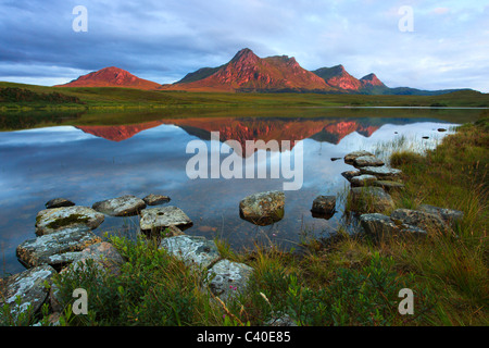 Abend, Abendstimmung, Ben Loyal, Berg, Berge, Bergen, Gewässern, Gipfel, Gipfel, glühende, Highland, Highlands Stockfoto