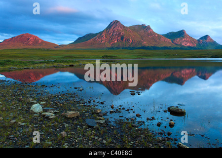 Abend, Abendstimmung, Ben Loyal, Berg, Berge, Bergen, Gewässern, Gipfel, Gipfel, glühende, Highland, Highlands Stockfoto