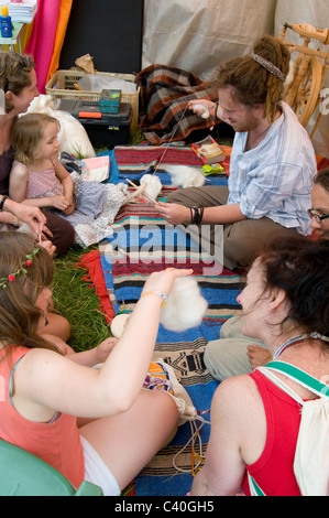 Glastonbury Festival Zelt Handwerksbetrieb Stockfoto