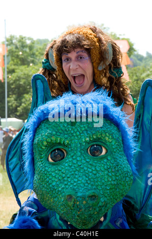 2010 Glastonbury Festival Meerjungfrau Kostüm Kostüm Streetart-Künstler Stockfoto