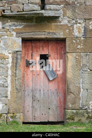 Detail von einem alten Steinfeld Scheunentor in in der Nähe von Keld und Thwaite im Swaledale. Yorkshire dales Stockfoto