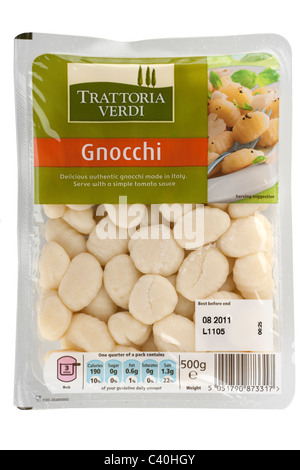 500 Gramm versiegelt Cellophan Pack Trattoria Verdi Gnocchi Stockfoto