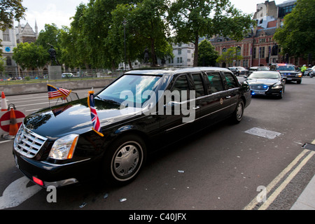 Der Staatsbesuch von uns Präsident Barack Obama in das Vereinigte Königreich erfüllt ist durch feste, hohe Sicherheit und Proteste in London, 24. Mai 2011 Stockfoto