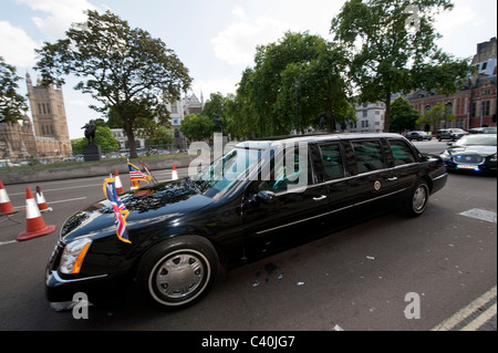 Der Staatsbesuch von uns Präsident Barack Obama in das Vereinigte Königreich erfüllt ist durch feste, hohe Sicherheit und Proteste in London, 24. Mai 2011 Stockfoto