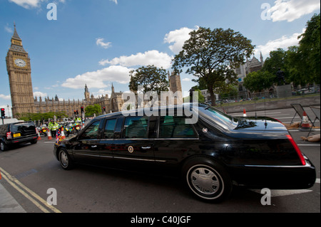 Der Staatsbesuch von uns Präsident Barack Obama in das Vereinigte Königreich erfüllt ist durch feste, hohe Sicherheit und Proteste in London, 24. Mai 2011 Stockfoto