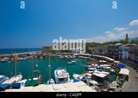 Nord-Zypern, Zypern, Europa, Hafen, Hafen, Meer, Boote, Girne, Keryneia Stockfoto