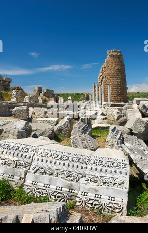 Türkisch, Riviera, Ausgrabungen, Ruinen von Perge, Antalya, türkische Riviera, Türkei Stockfoto