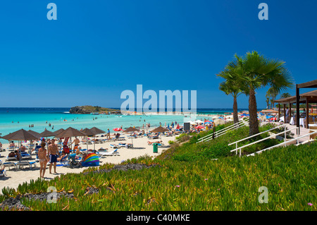 Süd-Zypern, Zypern, Europa, Insel, Insel, Mittelmeer, Europa, europäisch, Nissi Beach, Agia Napa, Ayia Napa, Sandstrand, Stockfoto