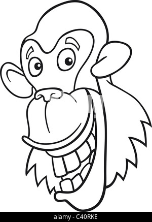 Cartoon-Illustration der lustige Schimpanse Affe für Malbuch Stockfoto