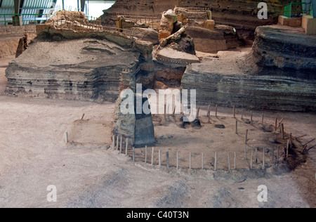 Joya de Ceren (Juwel der Ceren), Ruine der präkolumbischen Maya Bauerndorf 590 n. Chr. von Vulkanausbruch verschüttet (bekannt als "Pompe Stockfoto