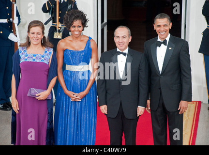 Frau Margarita Zavala, First Lady Michelle Obama, seine Exzellenz Felipe Calderón Hinojosa, mexikanischer Präsident und Präsident Oba Stockfoto