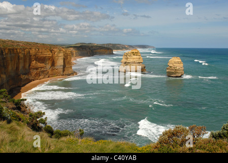 Felsformationen in der Nähe von Loch Ard Gorge in Port Campbell National Park Shipwreck Coast an der Great Ocean Road, Victoria Stockfoto