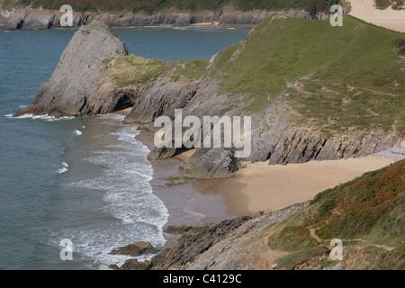 Pobbles Strand von Southgate auf der Gower Halbinsel, West Glamorgan, Wales Stockfoto