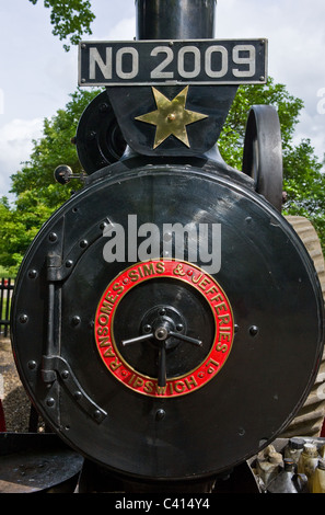 Die Vorderansicht des einen Dampftraktor. Stockfoto