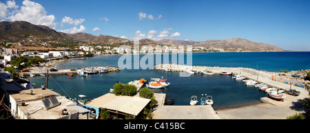 Die Stadt von Makry Gialos und umliegenden Gebieten in Süd-Kreta, Griechenland, Europa. Stockfoto