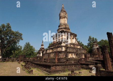 Wat Chang Lom (Elefanten-Tempel). Si Satchanalai. Sukhotai. Thailand. Im srilankischen Stil erbaut. Stockfoto