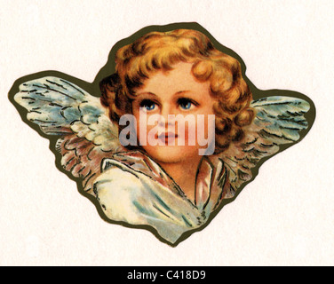 Kitsch, Engel, farbige Illustration, um 1900, Zusatz-Rights-Clearences-nicht verfügbar Stockfoto