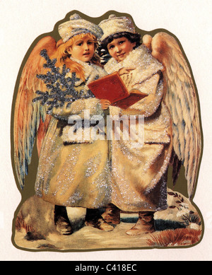 Kitsch, Engel, farbige Illustration, um 1900, Zusatz-Rights-Clearences-nicht vorhanden Stockfoto