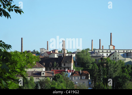 Alten Hopfen Ofen und Hopfen Lagerung in Žatec Stadt, Tschechische Republik Stockfoto